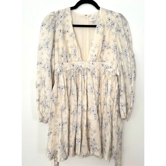 Cami NYC Meri Dress 100% Linen Long Sleeve Mini Dress Size Medium - Picture 2 of 8